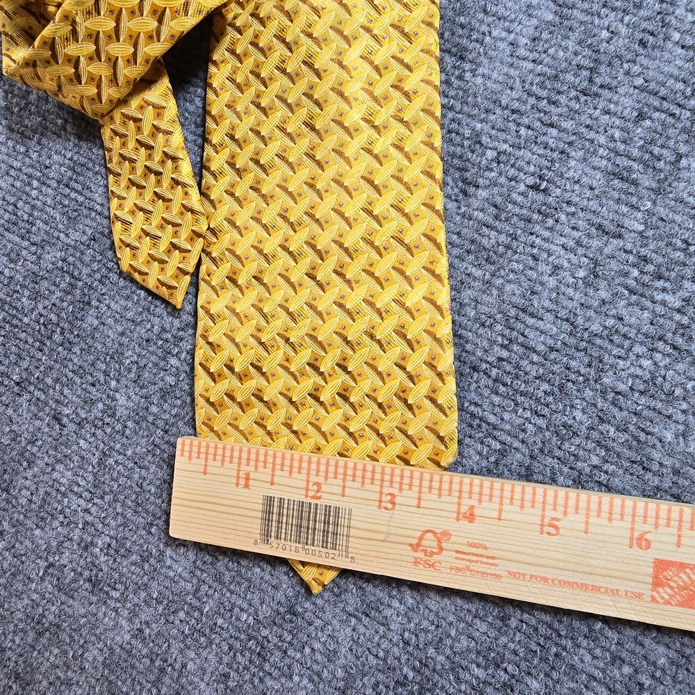 Ermenegildo Zegna Silk Tie Yellow Geometric Designer Necktie Italy - Picture 3 of 7